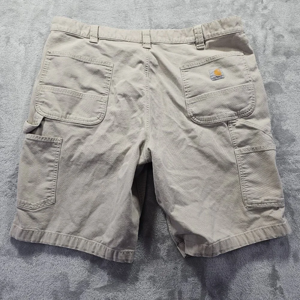 Carhartt Short Mens 40 Tan Relaxed Fit Rugged Canvas Utility Work Wear BS3652-M